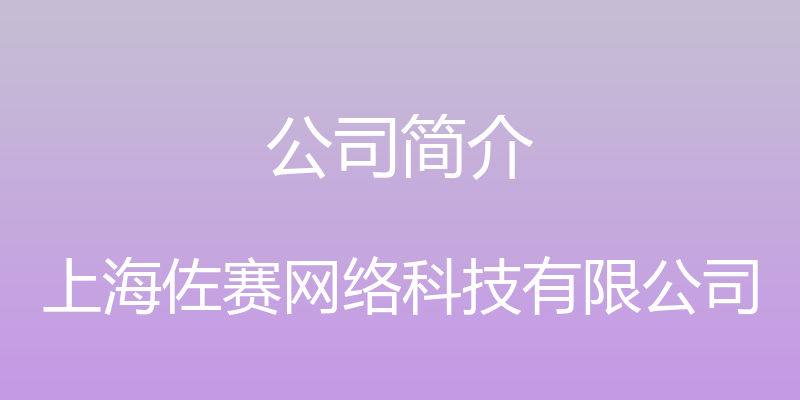 公司简介 - 上海佐赛网络科技有限公司